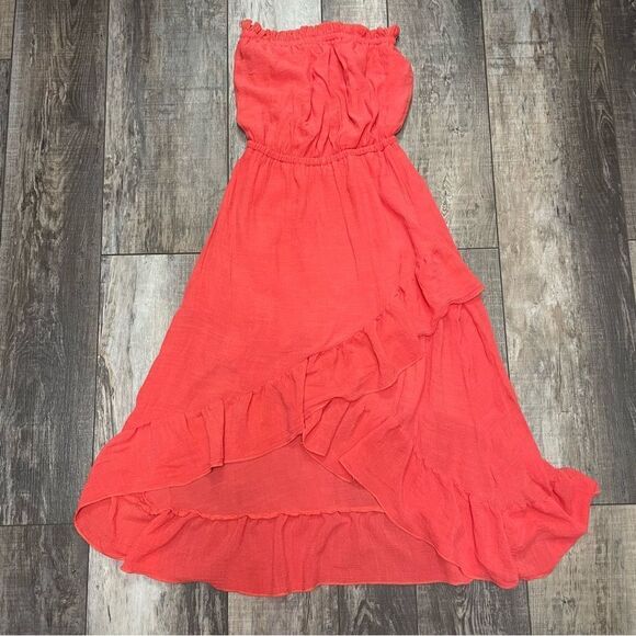 Mod Modele Coral Strapless High Low Ruffled Dress Size Small - Picture 7 of 13